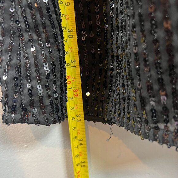 Michael Michael Kors Sequin Striped V-Neck Minidress PETITE SMALL Black - Picture 8 of 9